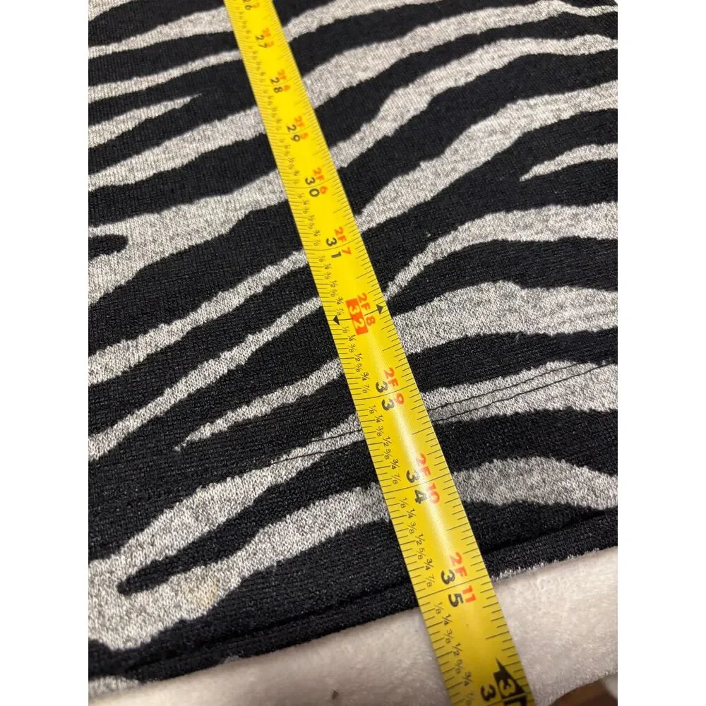Michael‎ Kors Zebra Print Quarter Zip Dress Womens Medium Stretch Bodycon Mini